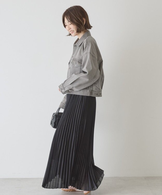 AMERICAN HOLIC 【選べる丈】シアープリーツスカート Navy