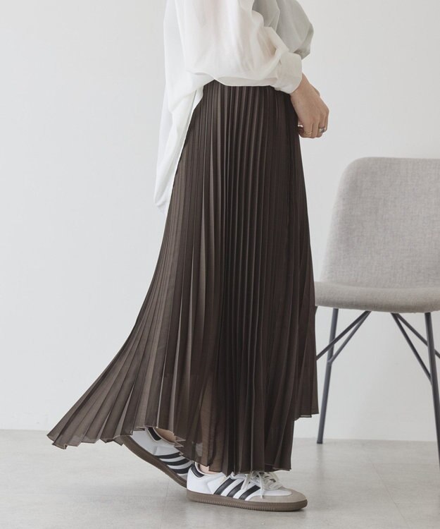 AMERICAN HOLIC 【選べる丈】シアープリーツスカート Brown