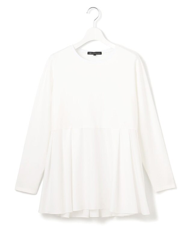 23区 S 【ご好評につき新色追加】ナチュラルコットンベアコンビ ペプラム カットソー ホワイト系