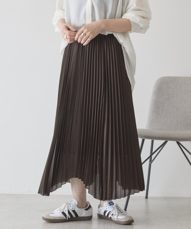 AMERICAN HOLIC 【選べる丈】シアープリーツスカート Brown