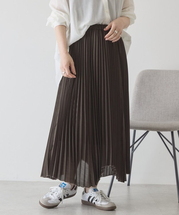 AMERICAN HOLIC 【選べる丈】シアープリーツスカート Brown
