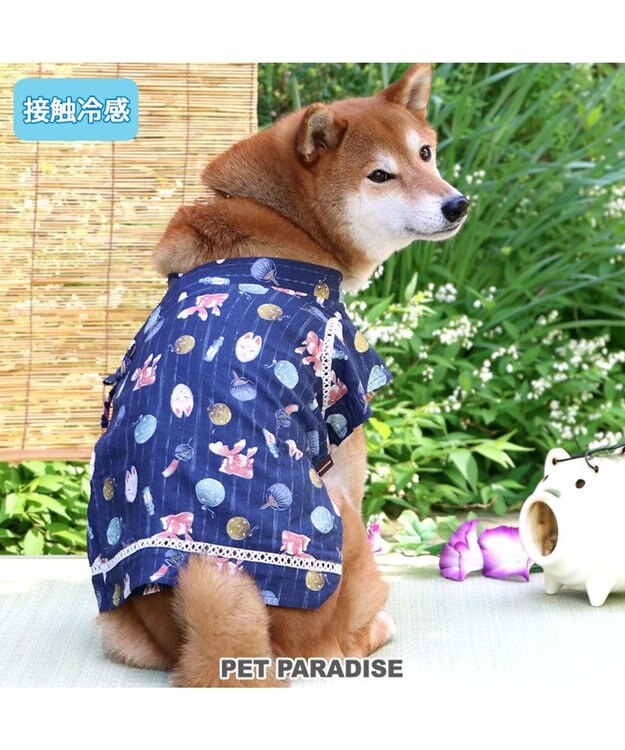 PET PARADISE ペットパラダイス 接触冷感 背中開き 甚平 《縁日柄》　中型犬 縁日柄