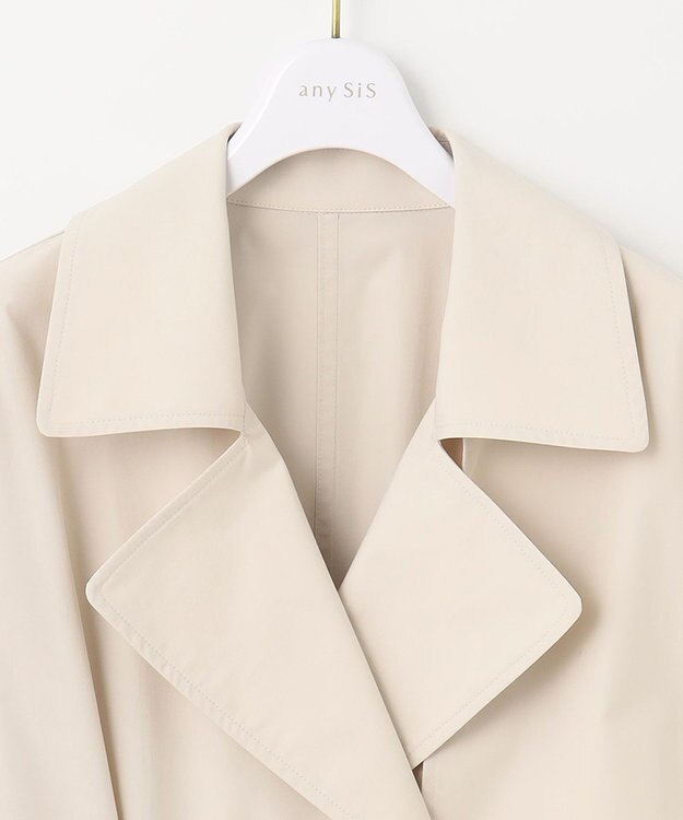 ANY SIS 【洗える】ライトプルーフハーフ トレンチ コート アイボリーベージュ