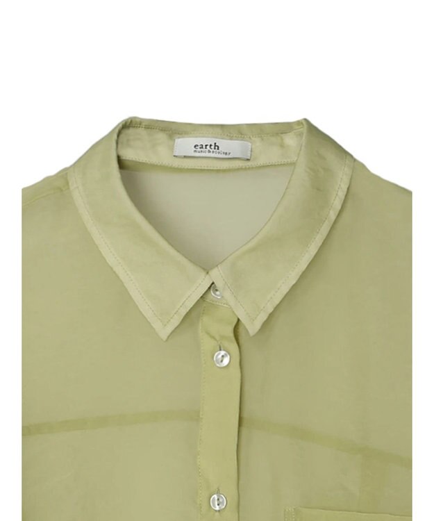 earth music&ecology ソデスリットクロップドシャツ Lime Green