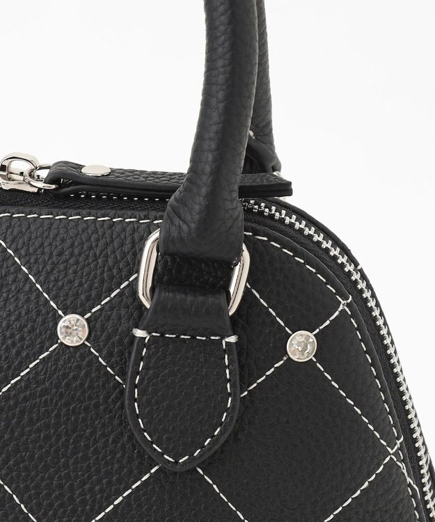 LA BAGAGERIE ラインストーンリベット　カウレザー2wayハンドバッグ ブラック