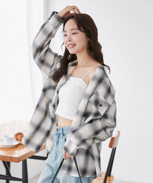 WEGO 【ユニセックス着用ITEM/SMLサイズ展開】オンブレチェックシャツ（LS） 柄2