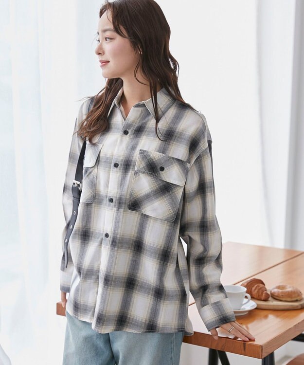 WEGO 【ユニセックス着用ITEM/SMLサイズ展開】オンブレチェックシャツ（LS） 柄2