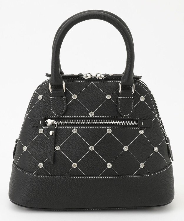 LA BAGAGERIE ラインストーンリベット　カウレザー2wayハンドバッグ ブラック