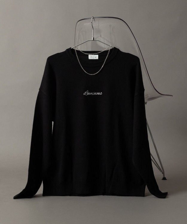 WEGO アクセ付きワンポイントニットプルオーバー（LS） ブラック