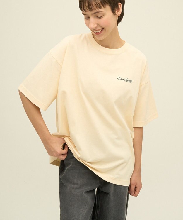 AMERICAN HOLIC ワントーンロゴプリントTシャツ Ivory