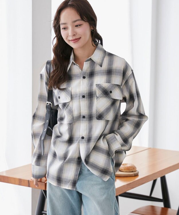 WEGO 【ユニセックス着用ITEM/SMLサイズ展開】オンブレチェックシャツ（LS） 柄2