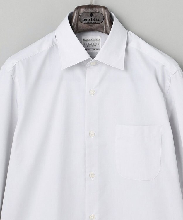 GOTAIRIKU 【形態安定】PREMIUMPLEATS_セミワイドカラー _通年ドレスシャツ(25年秋冬限定色) ライトグレー系