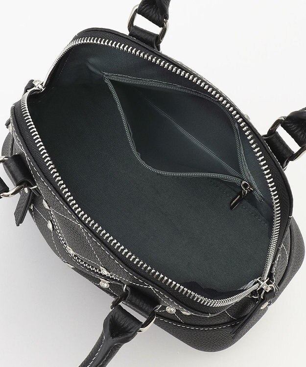 LA BAGAGERIE ラインストーンリベット　カウレザー2wayハンドバッグ ブラック