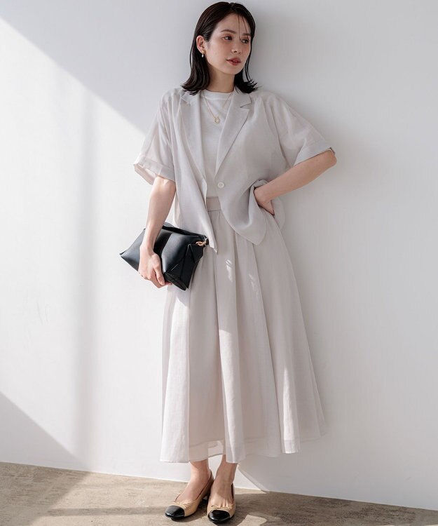 組曲 【先行予約】シアー ニット５分袖 プルオーバー ホワイト系