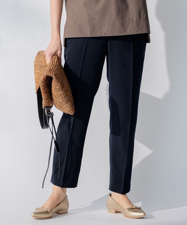 自由区 【洗える】2WAYツイル テーパードパンツ ネイビー系