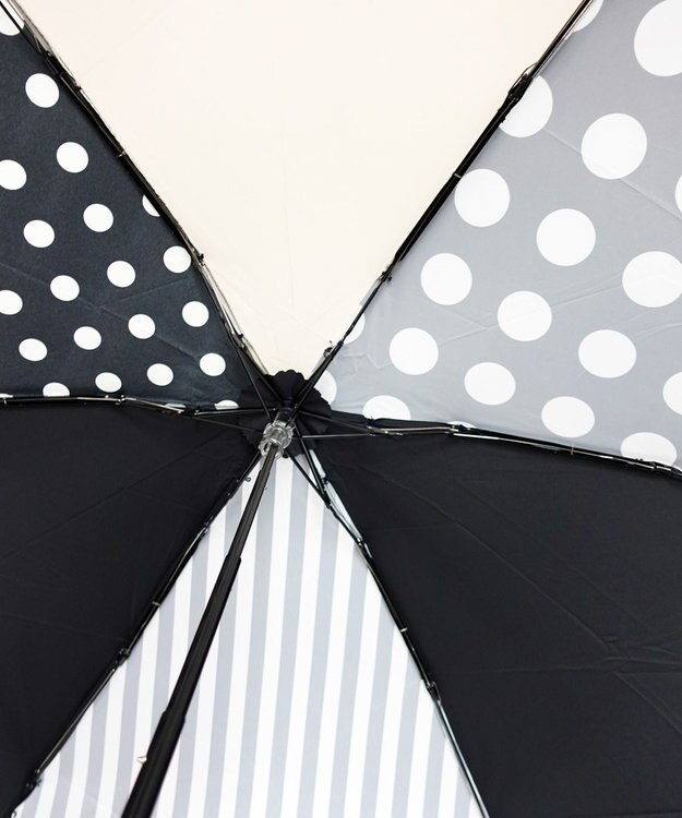 +RING プラスリング レディース向け 晴雨兼用 折傘 BLK/DOT T1335 黒