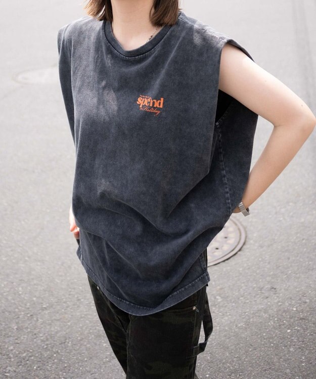 WEGO ヴィンテージウォッシュタックノースリーブT 柄1