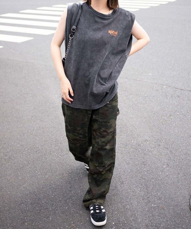 WEGO ヴィンテージウォッシュタックノースリーブT 柄1