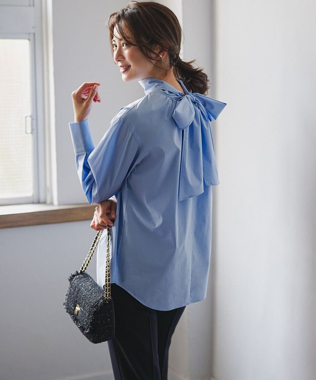 23区 【セットアップ対応】トリアセダブルジョーゼット パンツ ネイビー系