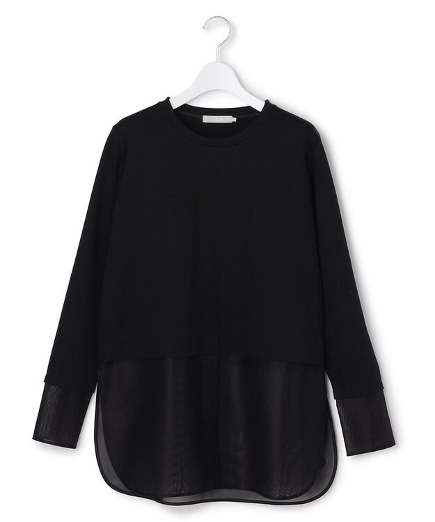 ICB L サテンラッセルコンビ カットソー ブラック系