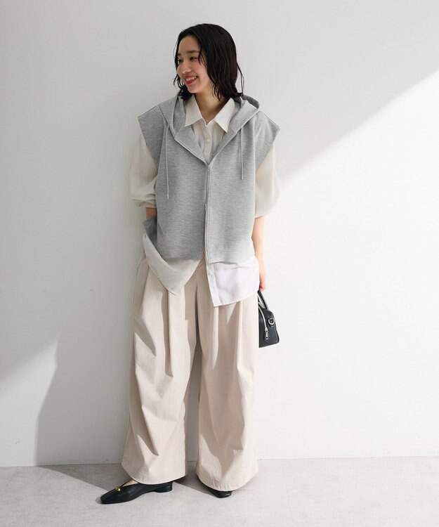 Green Parks フード付ベスト Gray Mixture