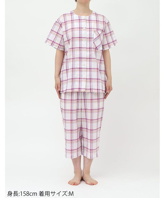ワコール／睡眠科学 パジャマ 5分袖 半袖 7分丈 綿混ローン素材 レディース YDT143 睡眠科学／ワコール ロマンピンク