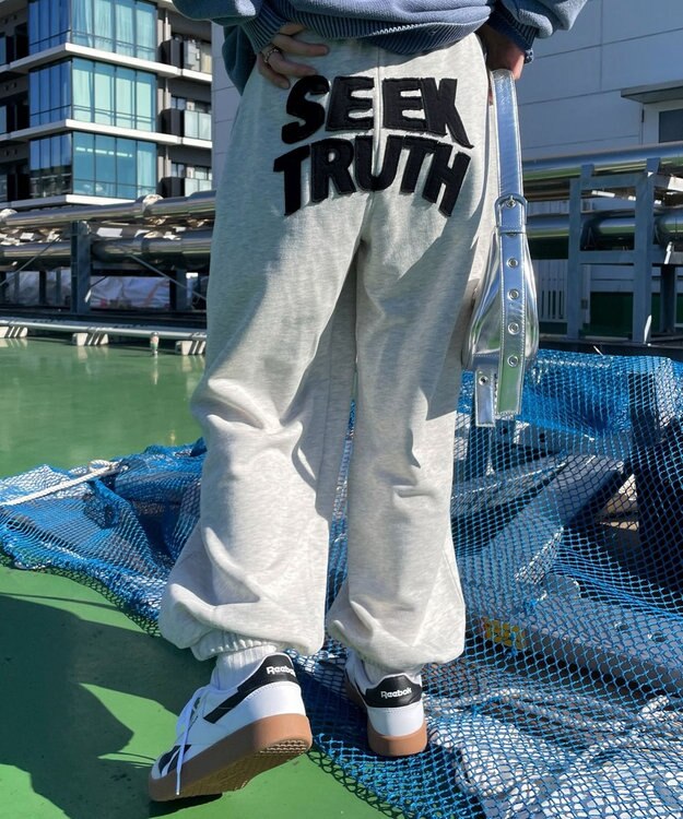 WEGO 【ウエストゴム】ヒップロゴスウェットパンツ 杢グレー