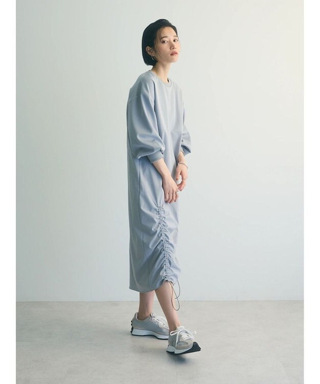 Green Parks armonia.異素材シャーリングワンピース Light Gray