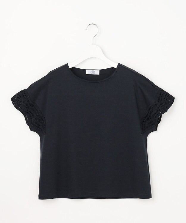 J.PRESS LADIES S 【一枚で着映え・シーンレスに活躍】コットンスムース レースデザイン カットソー ネイビー系