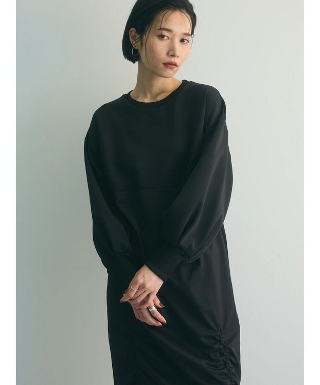 Green Parks armonia.異素材シャーリングワンピース Light Gray