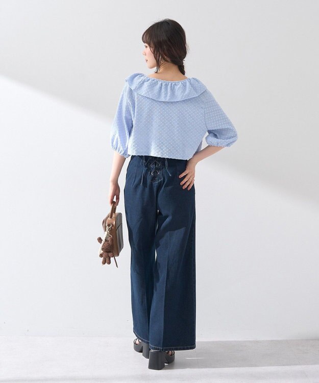 earth music&ecology フロントＺＩＰバックレースアップデニム Indigo