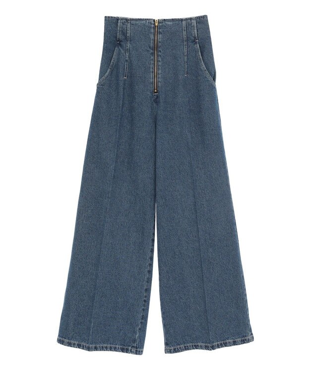 earth music&ecology フロントＺＩＰバックレースアップデニム Medium Indigo