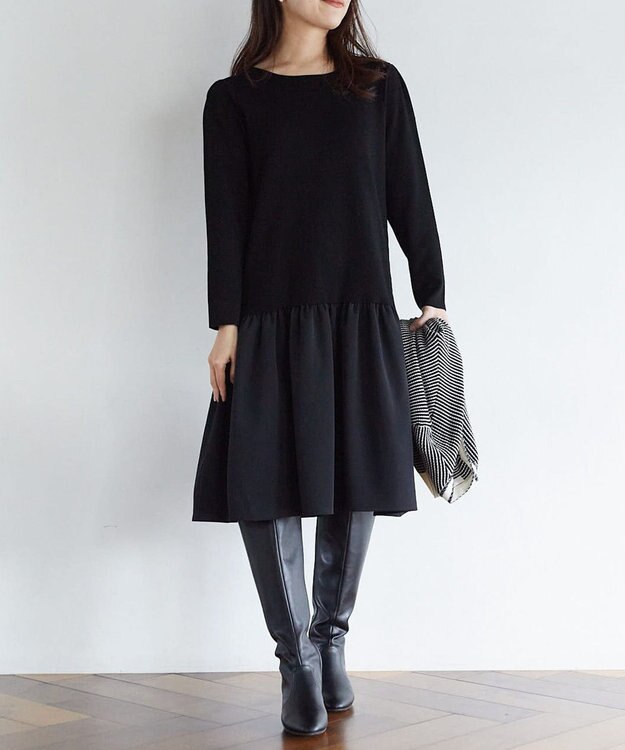 ANY SIS 【美人百花11月号掲載】クラシカルカーデ×ミディワンピ セット クラシカルブラック