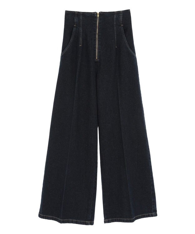 earth music&ecology フロントＺＩＰバックレースアップデニム Indigo