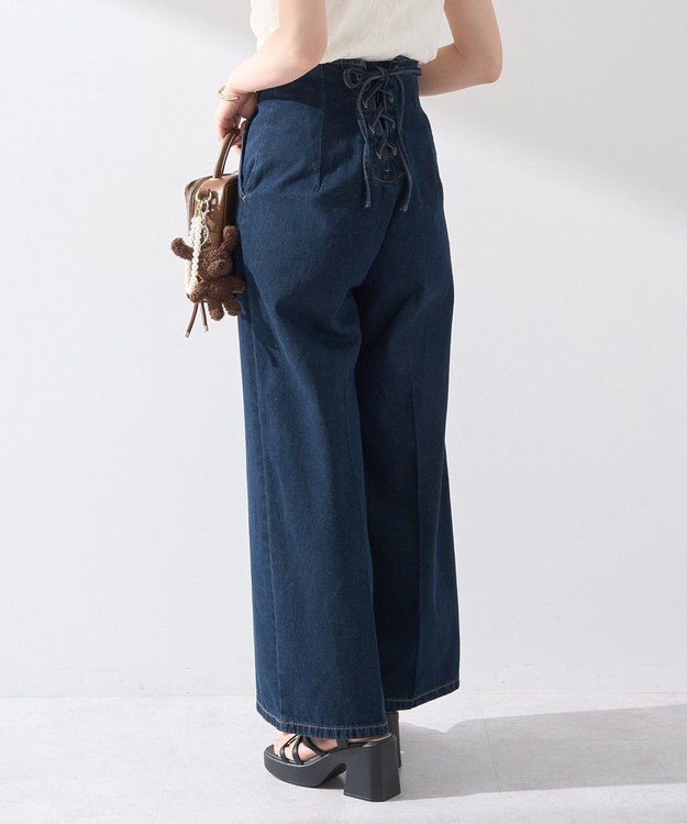 earth music&ecology フロントＺＩＰバックレースアップデニム Indigo