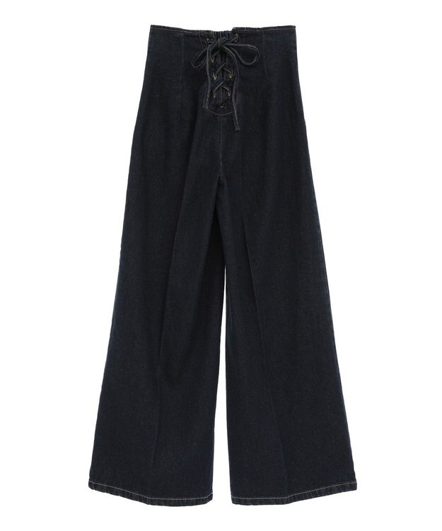 earth music&ecology フロントＺＩＰバックレースアップデニム Indigo