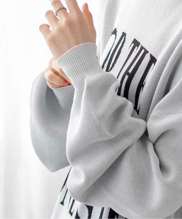 WEGO ロゴジャガードニットプルオーバー ライトグレー