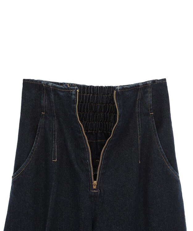 earth music&ecology フロントＺＩＰバックレースアップデニム Indigo
