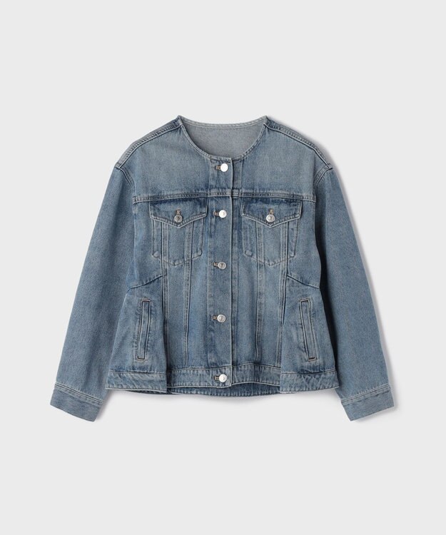 GRACE CONTINENTAL ペプラムデニムジャケット ブルー