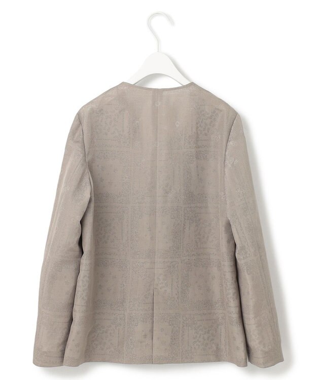 ICB 【日本製・洗える】ペイズリーレノクロス ノーカラージャケット クリームブラウン系