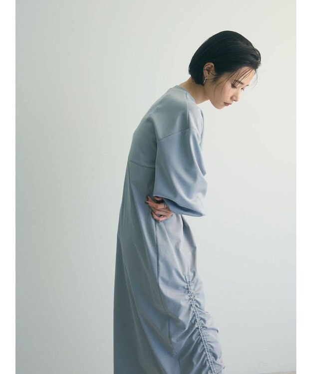 Green Parks armonia.異素材シャーリングワンピース Light Gray