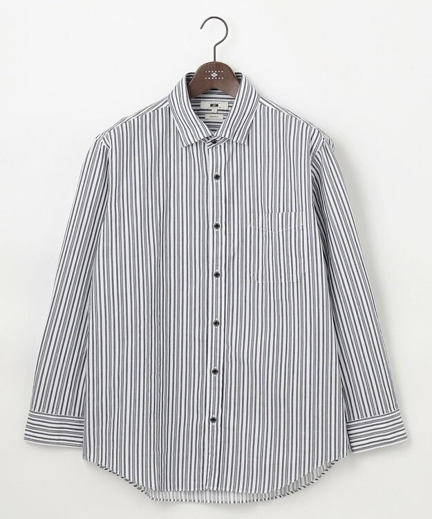JOSEPH ABBOUD 【キングサイズ・オーガニックコットン使用】 オーガニックコードストライプ シャツ ダルブルー系1
