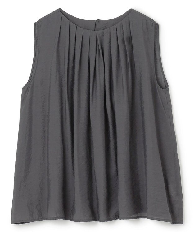 UNFILO ヴィンテージシアー プリーツブラウス チャコール