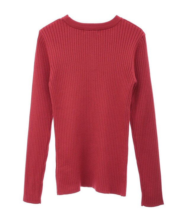 CRAFT STANDARD BOUTIQUE 洗える/とてもちクルーネックリブニットプルオーバー Red