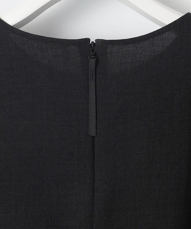 自由区 【セットアップ対応・接触冷感・UVカット・洗える】ライトリネンライク Tブラウス ブラック