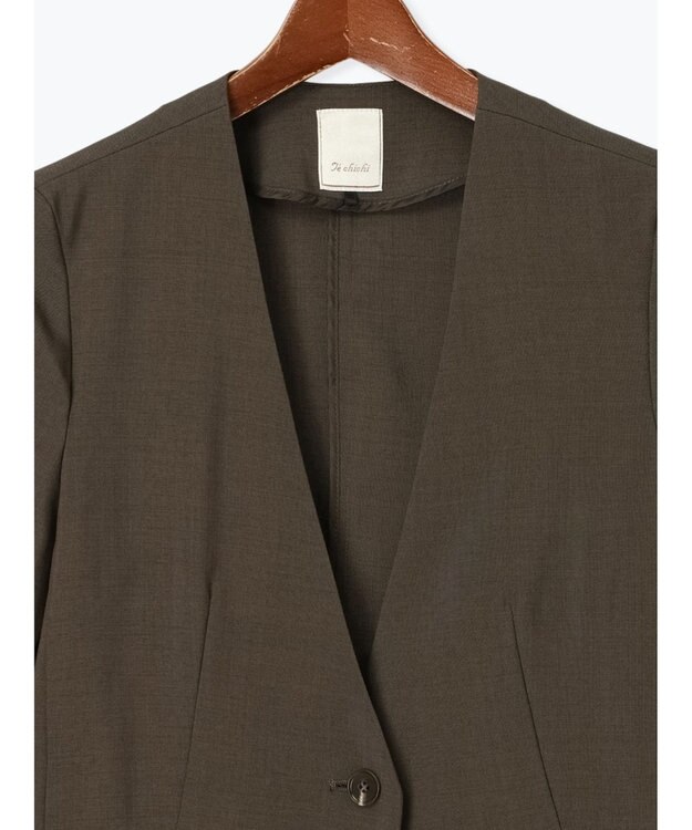 Te chichi 麻調Yカラージャケット チャコールグレー