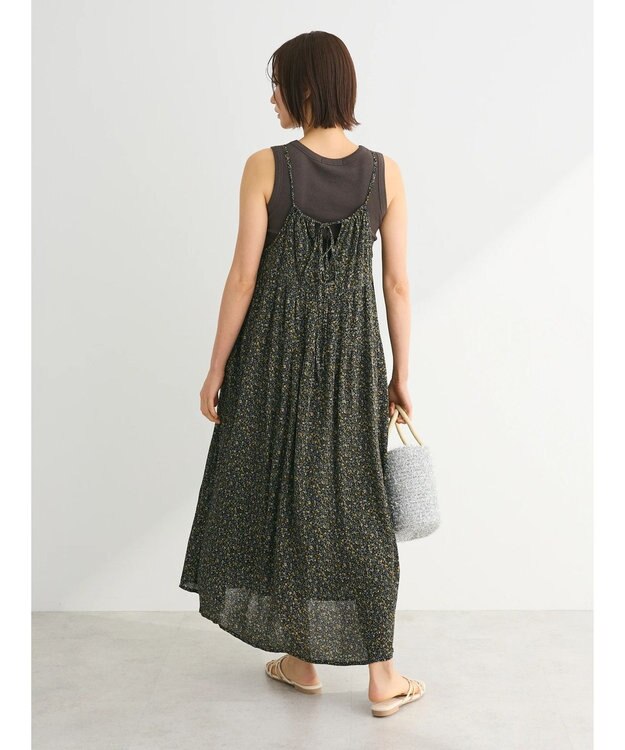 Green Parks 楊柳クレープボリュームキャミワンピース Yellow