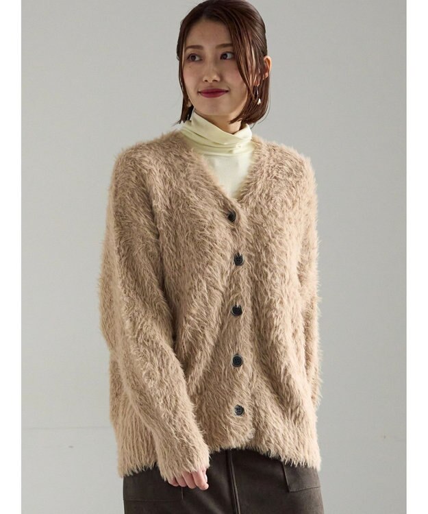 Te chichi シャギーVネックカーディガン キャメル