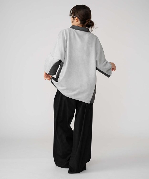 WEGO 【ユニセックス着用ITEM/MLサイズ展開】フェイクスウェードドルマンハーフZIPT（SS） ライトグレー