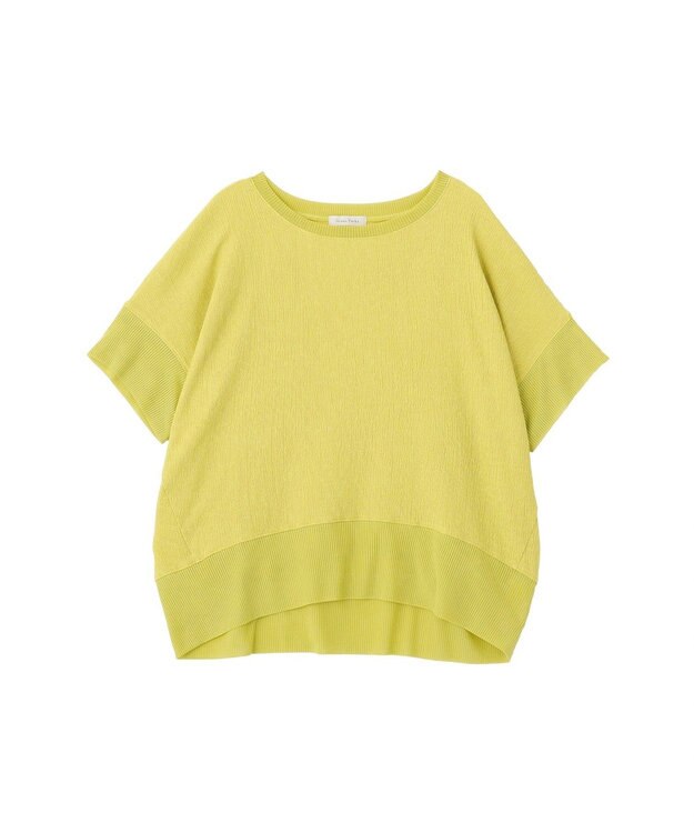 Green Parks シアーリブ切替楊柳プルオーバー Lime Green